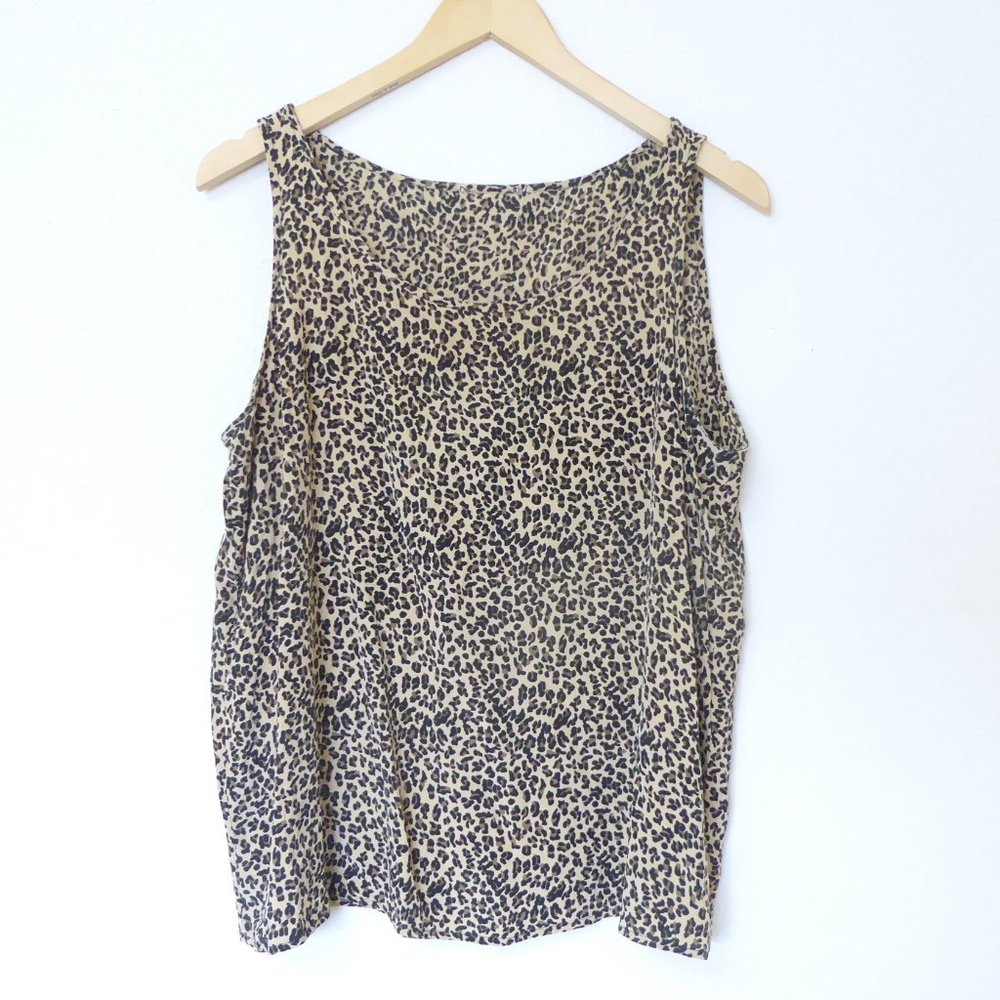 1990s Vintage women's micro leopard print lightweight tank top size XL